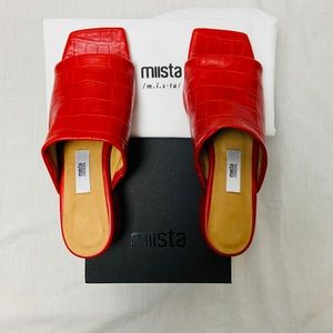 Miista Ruby Red Croc Embossed Slides EU36
